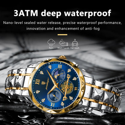 POEDAGAR Luxury Man Wristwatch Waterproof Luminous Chronograph Watch for Men Stainless Steel Men's Quartz Watches