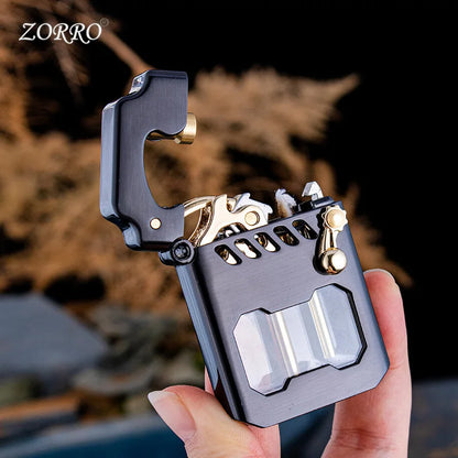 Zorro Mecha Transparent Compartment Semi-automatic Kerosene Lighter