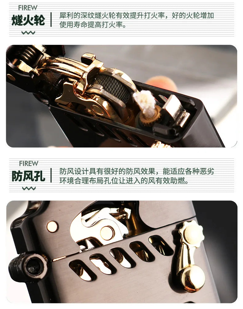 Zorro Mecha Transparent Compartment Semi-automatic Kerosene Lighter