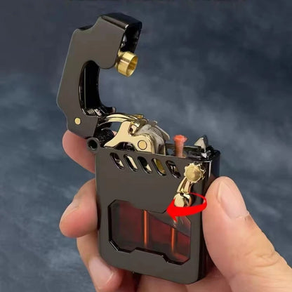 Zorro Mecha Transparent Compartment Semi-automatic Kerosene Lighter