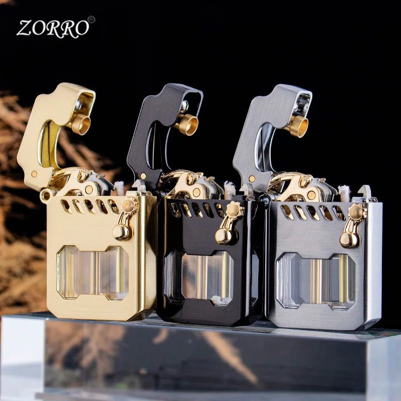 Zorro Mecha Transparent Compartment Semi-automatic Kerosene Lighter