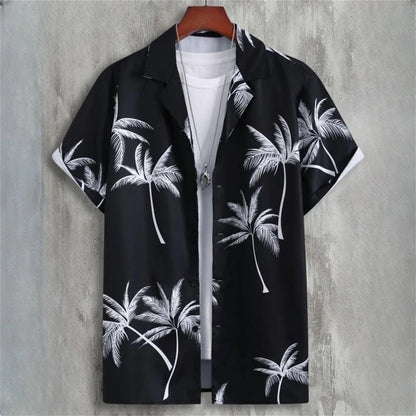 Simple Men's Shirts 3d Patchwork Printing High-Quality Men's Clothing Short Sleeve Beach Party Hawaiian Shirts