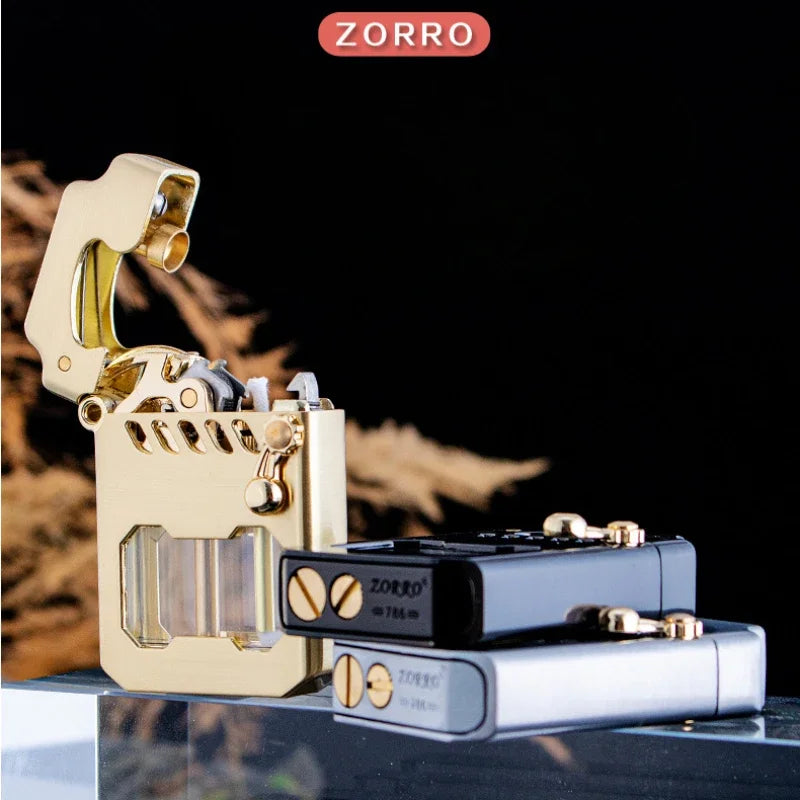 Zorro Mecha Transparent Compartment Semi-automatic Kerosene Lighter