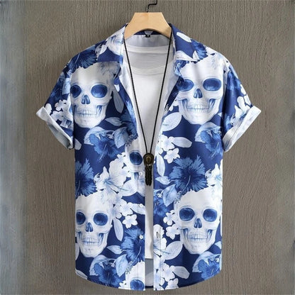 Simple Men's Shirts 3d Patchwork Printing High-Quality Men's Clothing Short Sleeve Beach Party Hawaiian Shirts