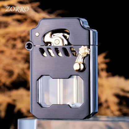 Zorro Mecha Transparent Compartment Semi-automatic Kerosene Lighter