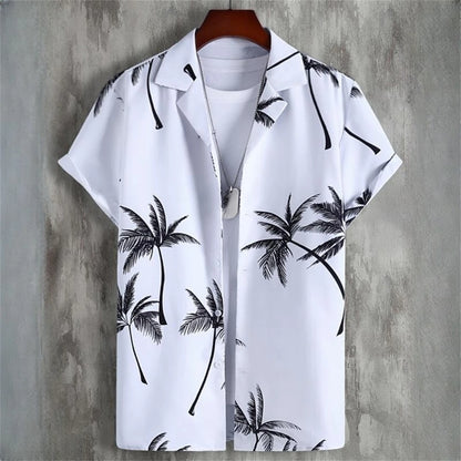 Simple Men's Shirts 3d Patchwork Printing High-Quality Men's Clothing Short Sleeve Beach Party Hawaiian Shirts